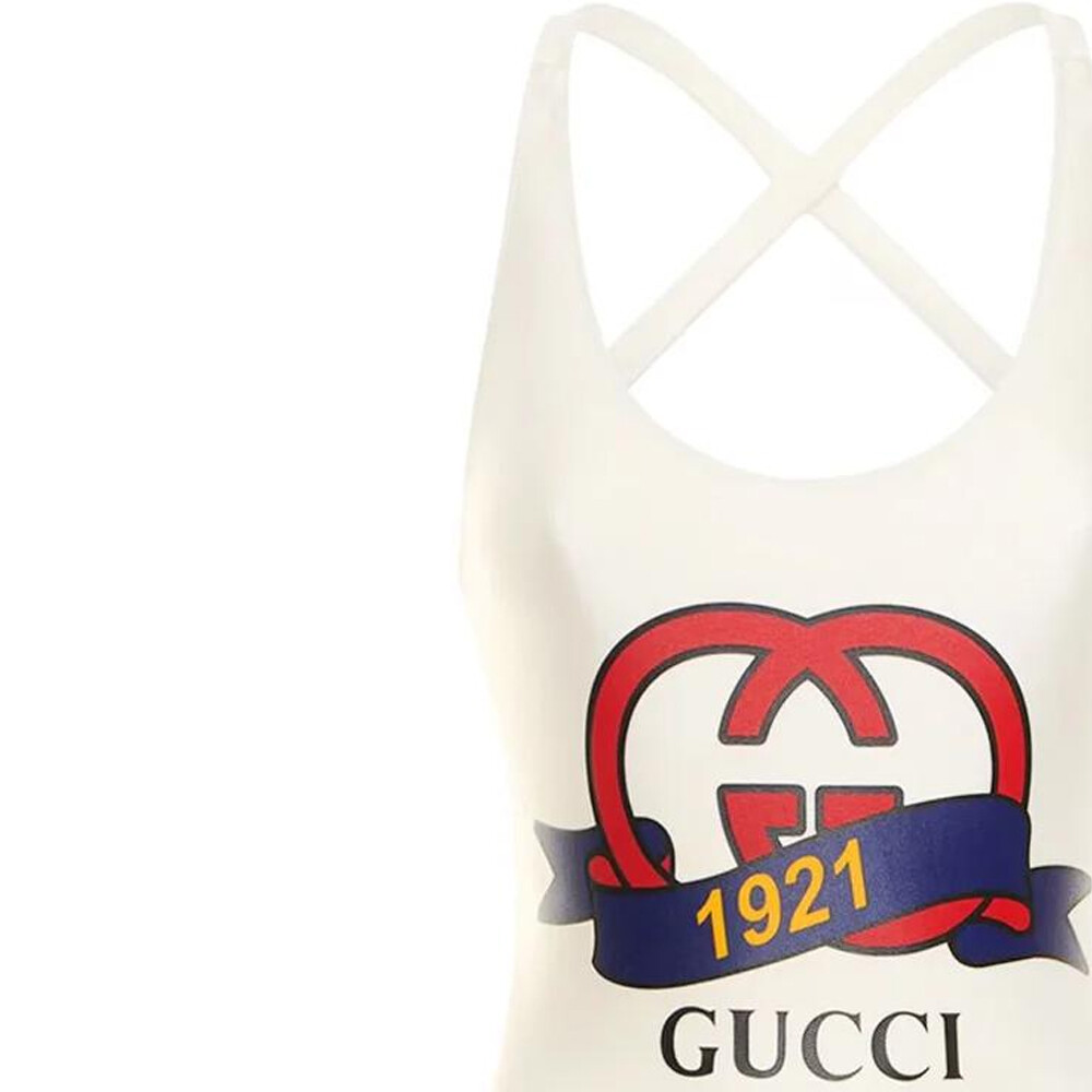 Слитный купальник женский Gucci, классический крой, слоновая кость — фото 3