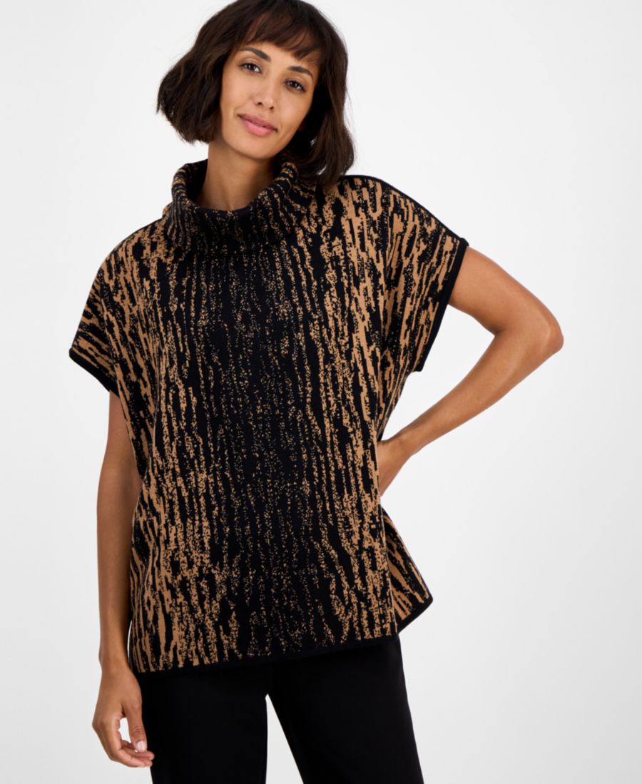 

Женский свитер с воротником-хомутом и рукавами летучая мышь Anne Klein, Anne Black/vicuna