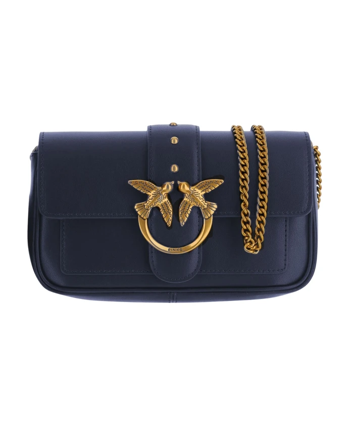 

Кожаная сумка Love Birds с пряжкой, украшенной бриллиантами. Pinko, синий