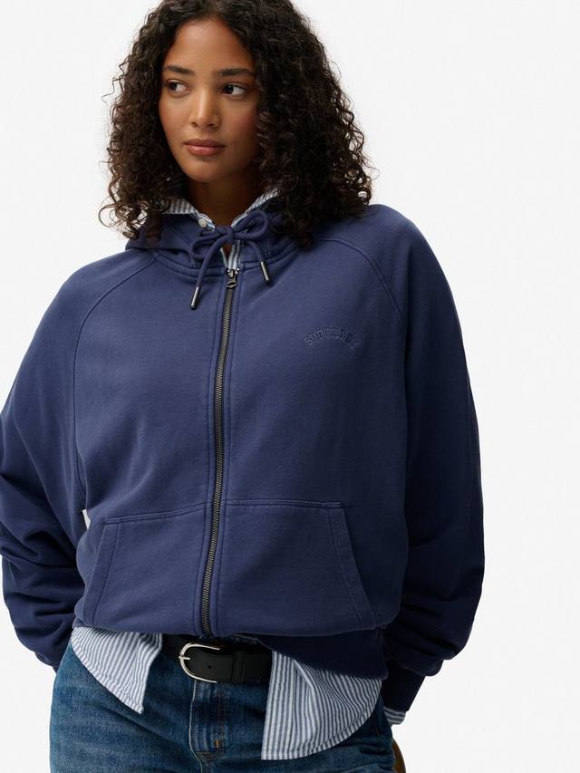 Эссеншиал лого гармент дайд зип худи Superdry, Mariner Navy — фото 4