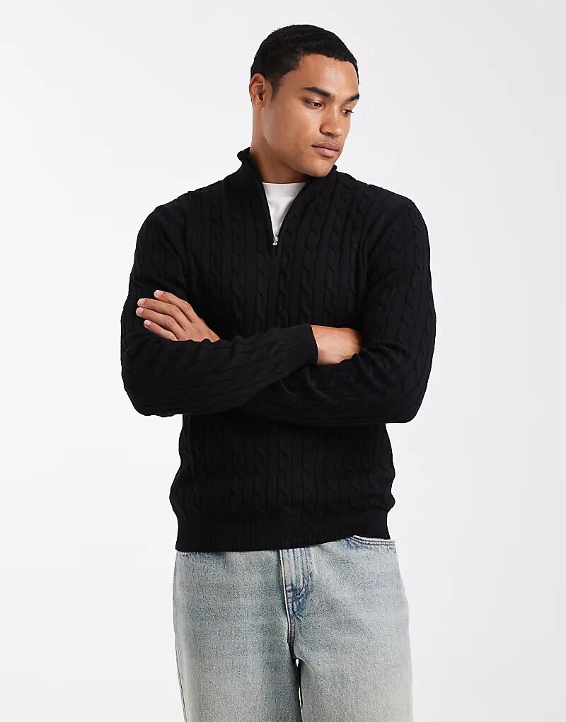 

Джемпер ONLY & SONS с косами и застежкой-молнией черного цвета