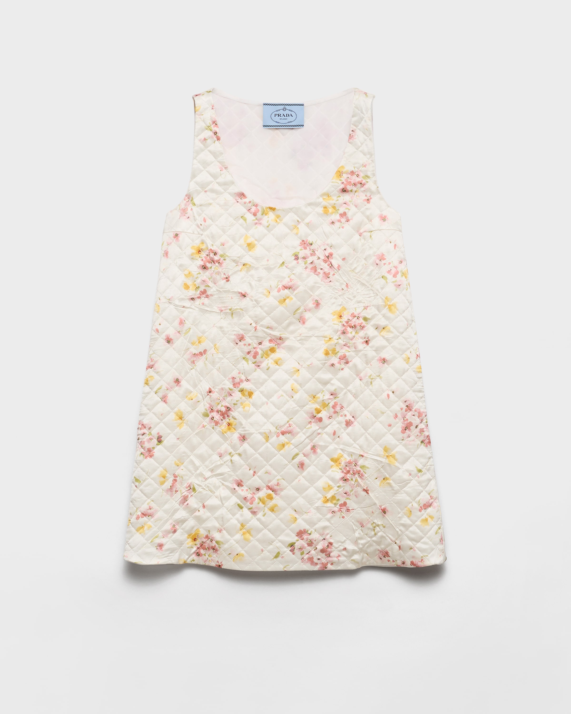 

Стеганое мини-платье из сатина Prada, розовый