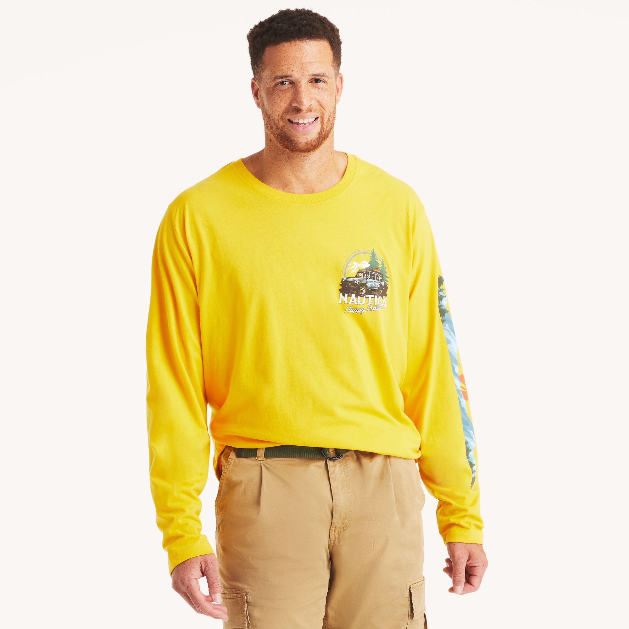 

Футболка с длинными рукавами и рисунком Nautica Mens Big & Tall, цвет lightning gold pantone