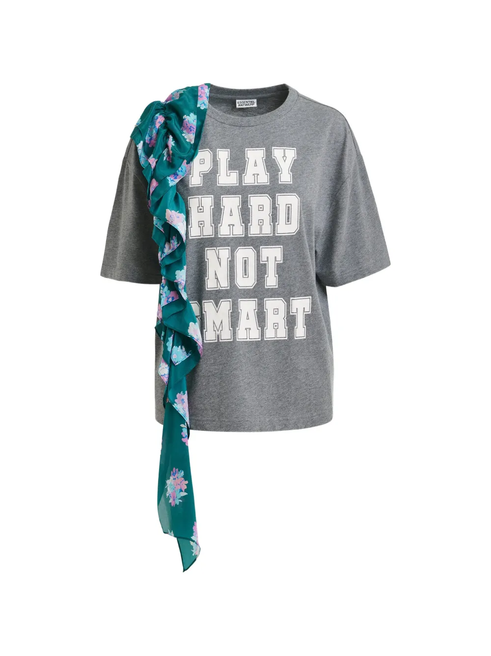 

Футболка с оборками и графичным принтом Essentiel Antwerp, серый