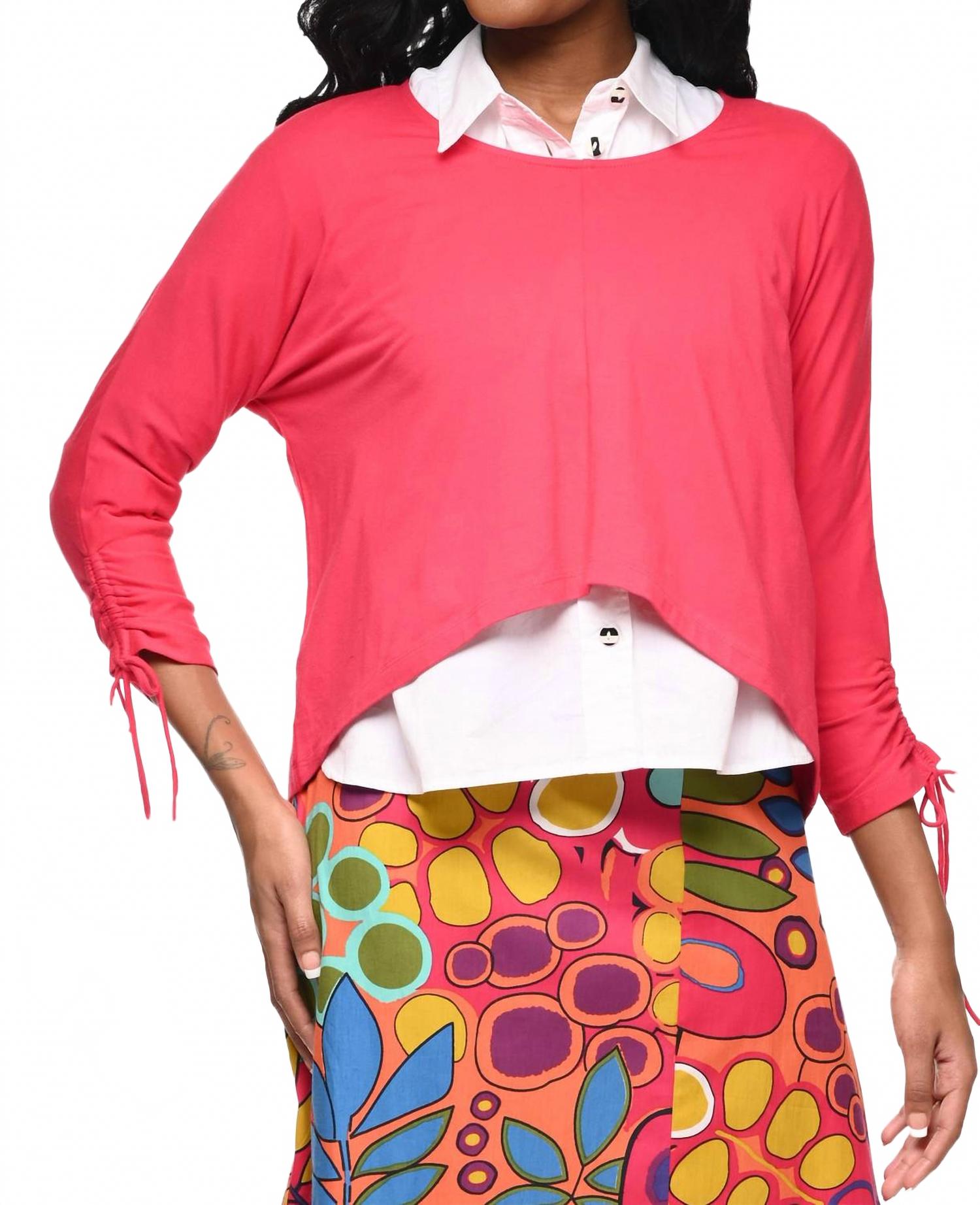 

Nova Pullover Top In Carmine Tulip Clothing, Carmine