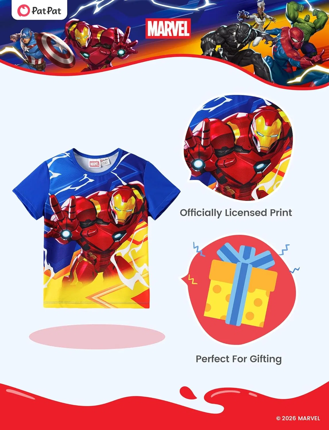 Футболка Athletic с принтом Marvel Iron Man, Disney, 2-9 Year — фото 3