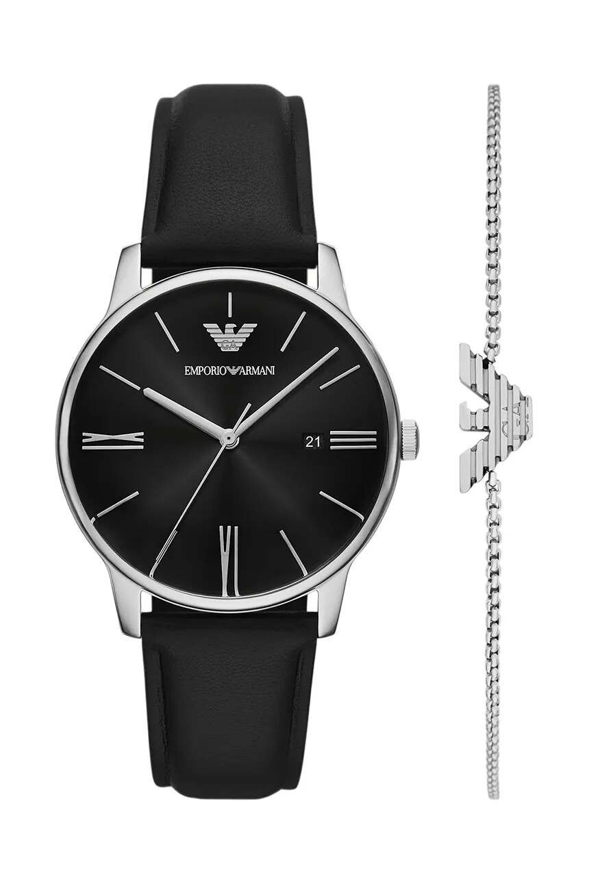 

Часы и браслет МИНИМАЛИСТСКИЙ Emporio Armani, черный