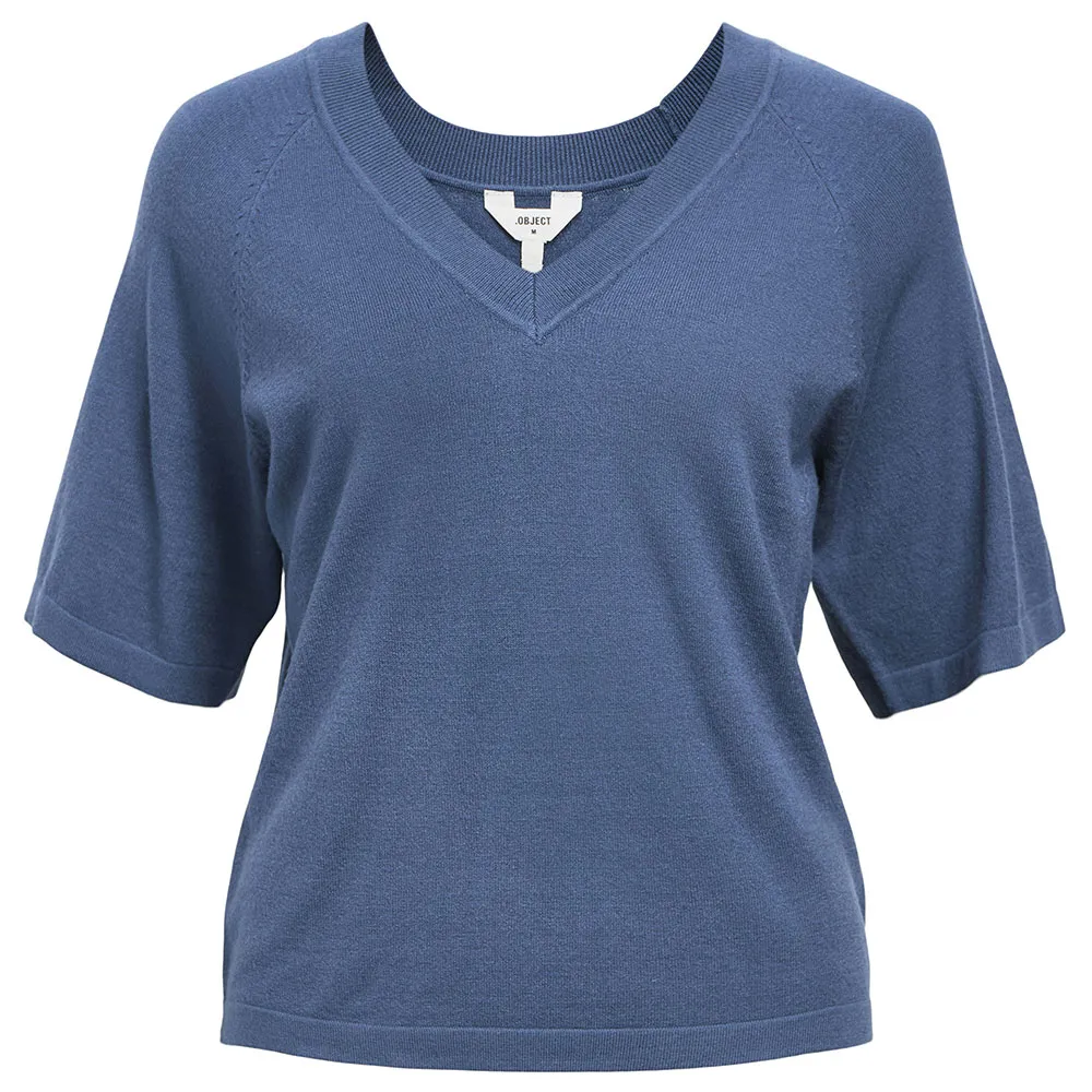 

Футболка Object Thess short sleeve v neck, синий