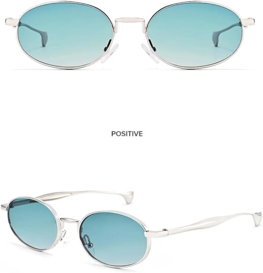 

Винтажные металлические маленькие овальные женские солнцезащитные очки в стиле панк, модные, с зеленым градиентом, защита от УФ-излучения UV400 UUPTTPL, Silver Black