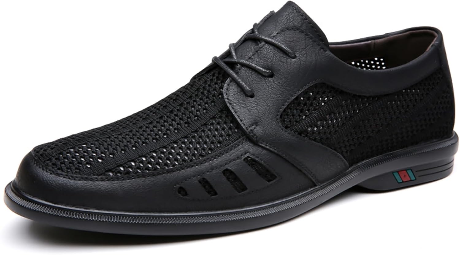 

Мужские повседневные туфли из дышащей сетчатой кожи - оксфорды на шнуровке с перфорированным дизайном, противоскользящей резиновой подошвой для ежедневного комфорта (белый/черный) Lshwcift