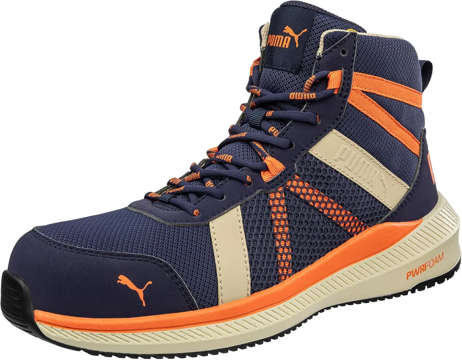 Мужские защитные кроссовки PUMA Rival MID S1PS ESD, с защитным носком, противоскользящим покрытием, легкие, Blue / Orange
