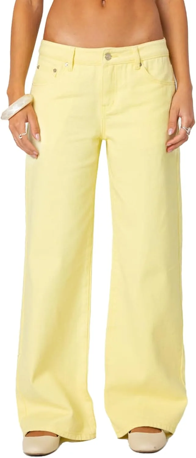 

Джинсы женские low rise широкие прямые Doloame