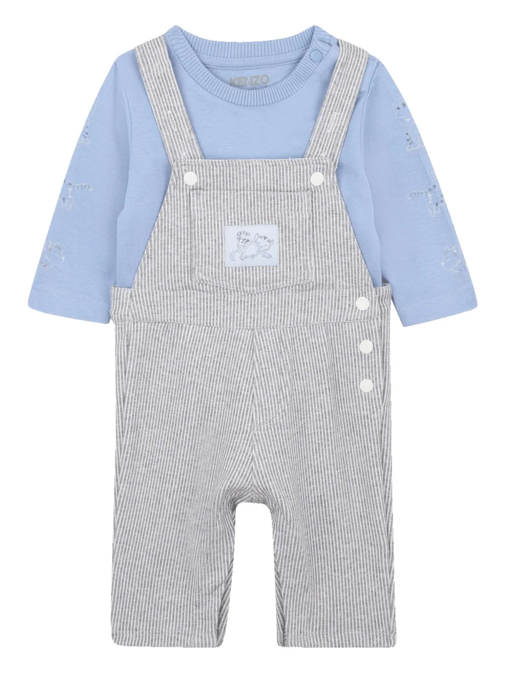 Комплект из комбинезона и шапки с нагрудником Kenzo Kids, синий — фото 3