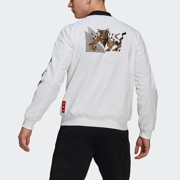 Куртка adidas Series Juve Cny Bomber Juventus Soccer/Football Sports Printing Jacket White, белый — фото 3
