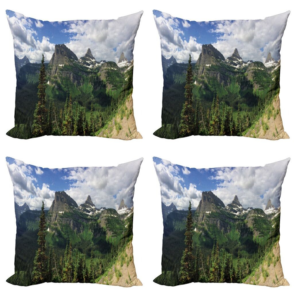 

Комплект чехлов на подушку ABAKUHAUS Glacier National Park (4 предмета), панорамный весенний пейзаж, современная двусторонняя цифровая печать, 60 см x 60 см, разноцветный