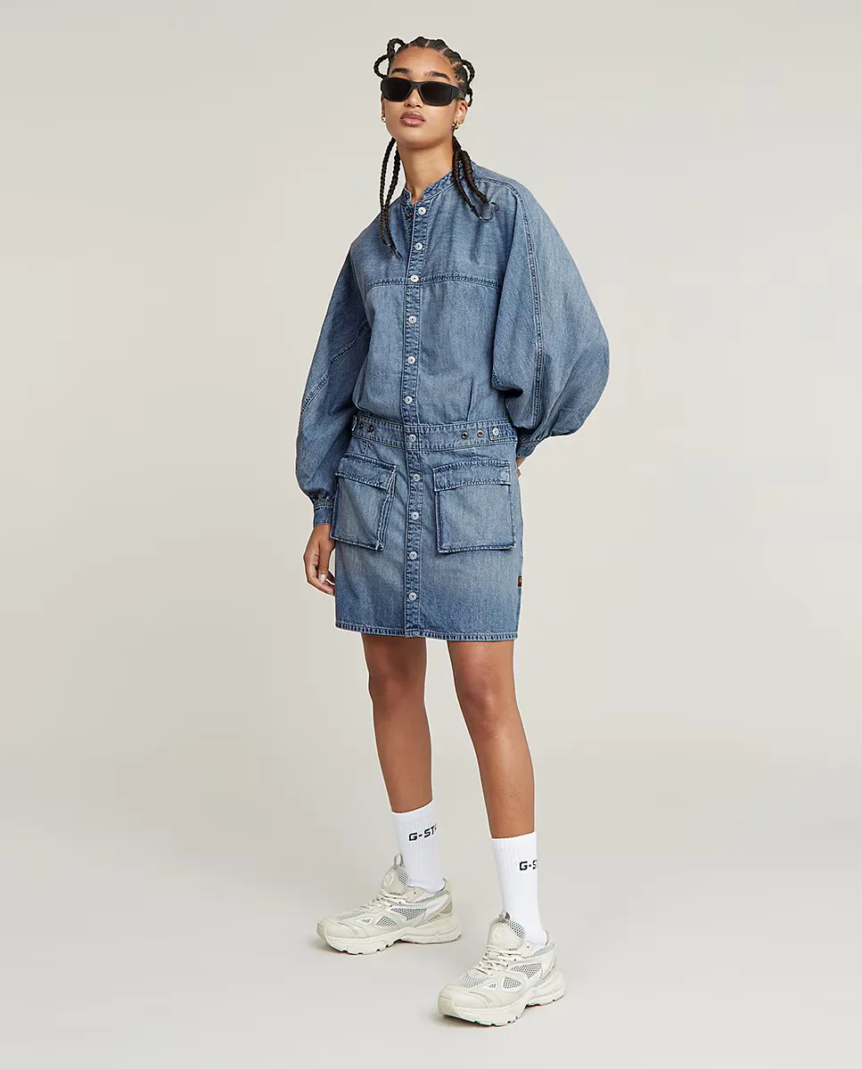 

Женское платье-поло с деталями швов G-Star Raw, синий