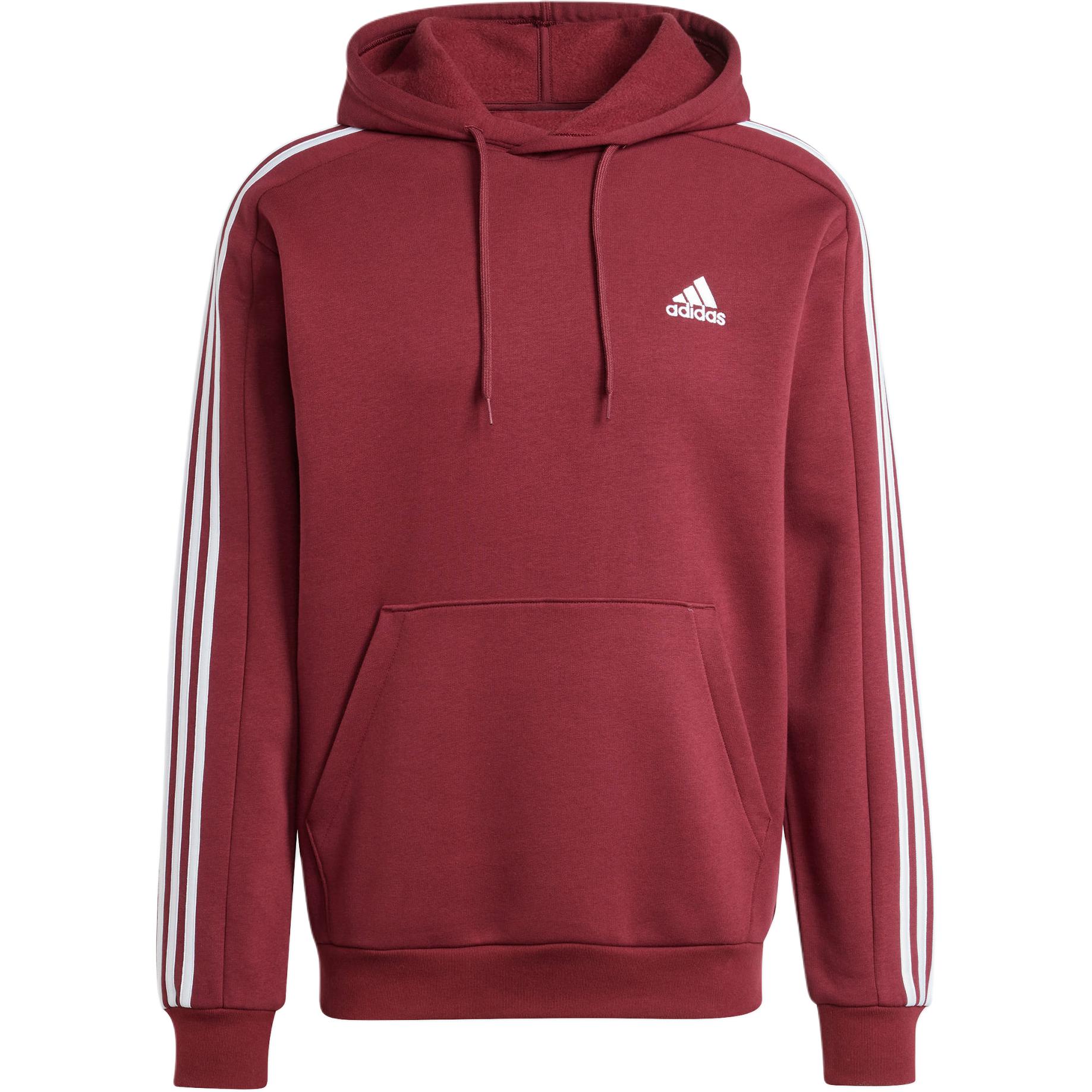 ESSENTIALS FLEECE Толстовка с тремя полосками Мужская Темно-красная Adidas — фото 2