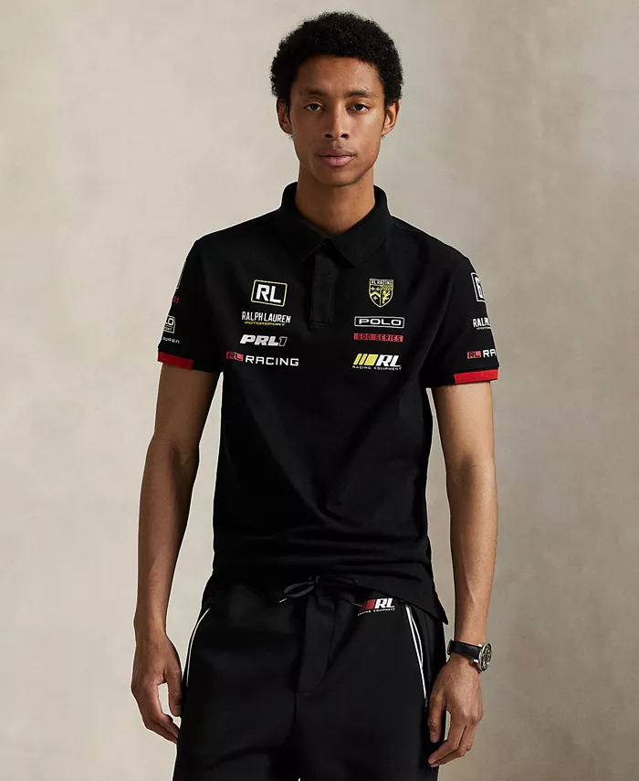 

Мужская поло Custom Slim Fit из эластичной сетчатой ткани Polo Ralph Lauren, черный
