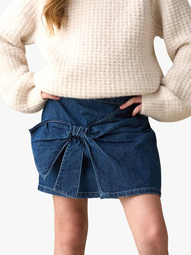 

Детская джинсовая юбка-трапеция с бантом Angel & Rocket, Blue