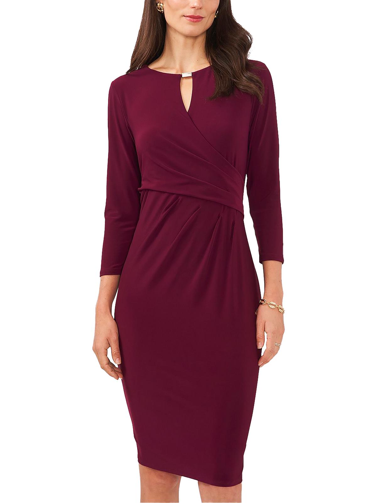 

Женское трикотажное платье миди с имитацией запаха MSK, цвет mulberry