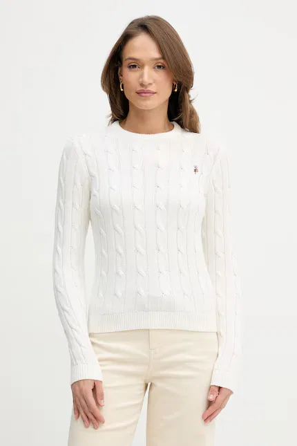 Свитер с рельефным узором Crew Neck Cable U.S. Polo Assn., бежевый