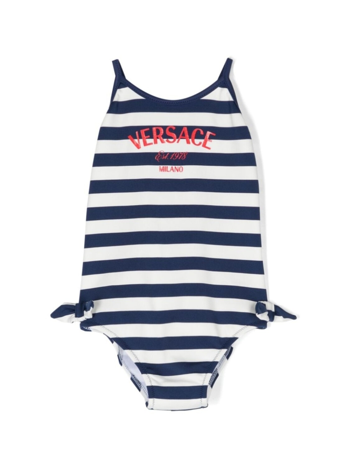 

Versace Kids купальник в полоску с контрастной отделкой, синий