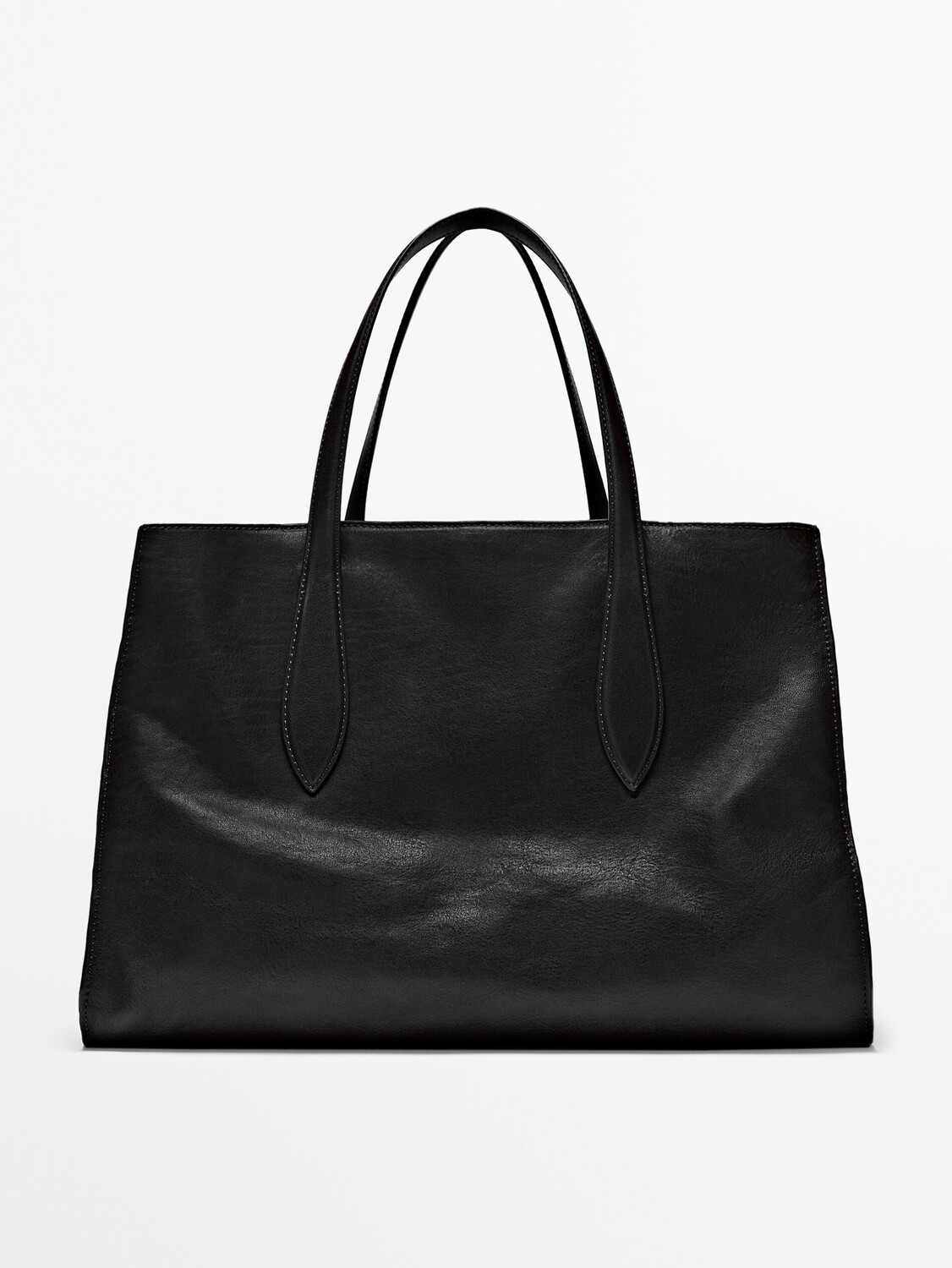 

Сумка-тоут из кожи наппа макси Massimo Dutti, черный