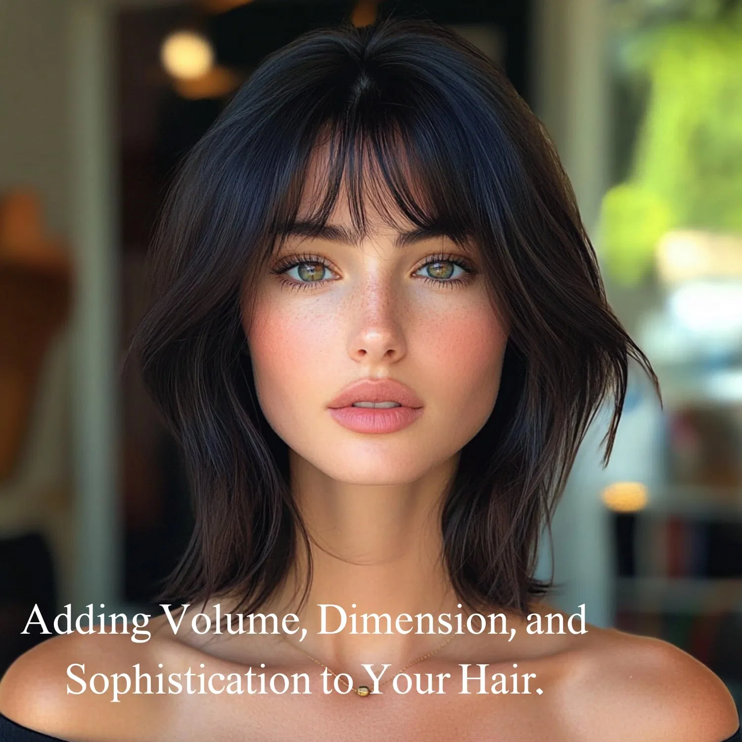 Накладка для волос из натуральных волос с челкой «360° 3D» от Sapphirewigs, 30 см Ohobloom Hair, Natural Black — фото 3