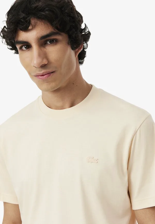 Футболка мужская Lacoste Базовая, Однотонная, бежевый — фото 4
