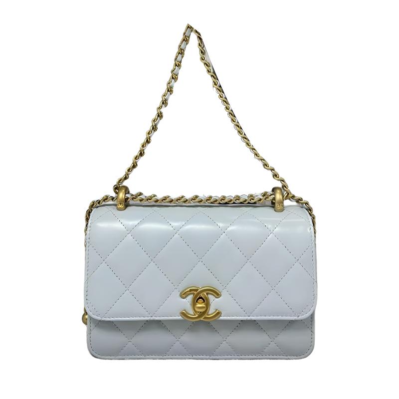 

CHANEL Женская сумка через плечо из телячьей кожи серо-голубого цвета