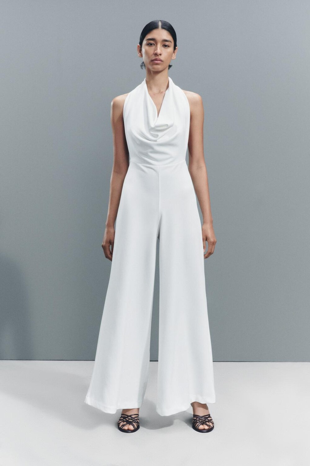 

Креповый комбинезон ZARA, белый