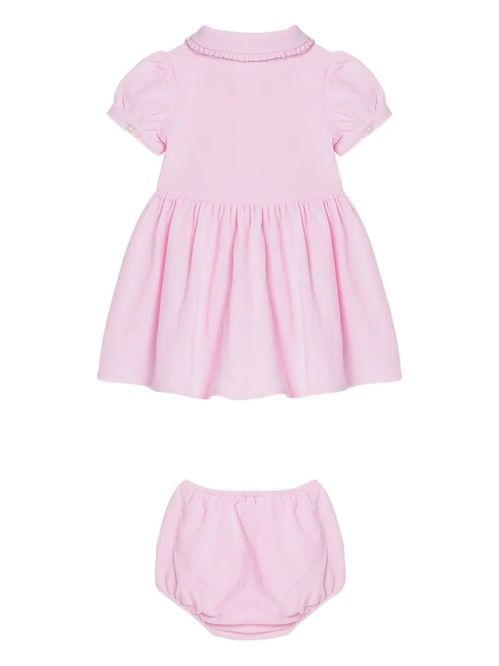 Платье с короткими рукавами и оборками на воротнике POLO RALPH LAUREN KIDS, розовый — фото 2