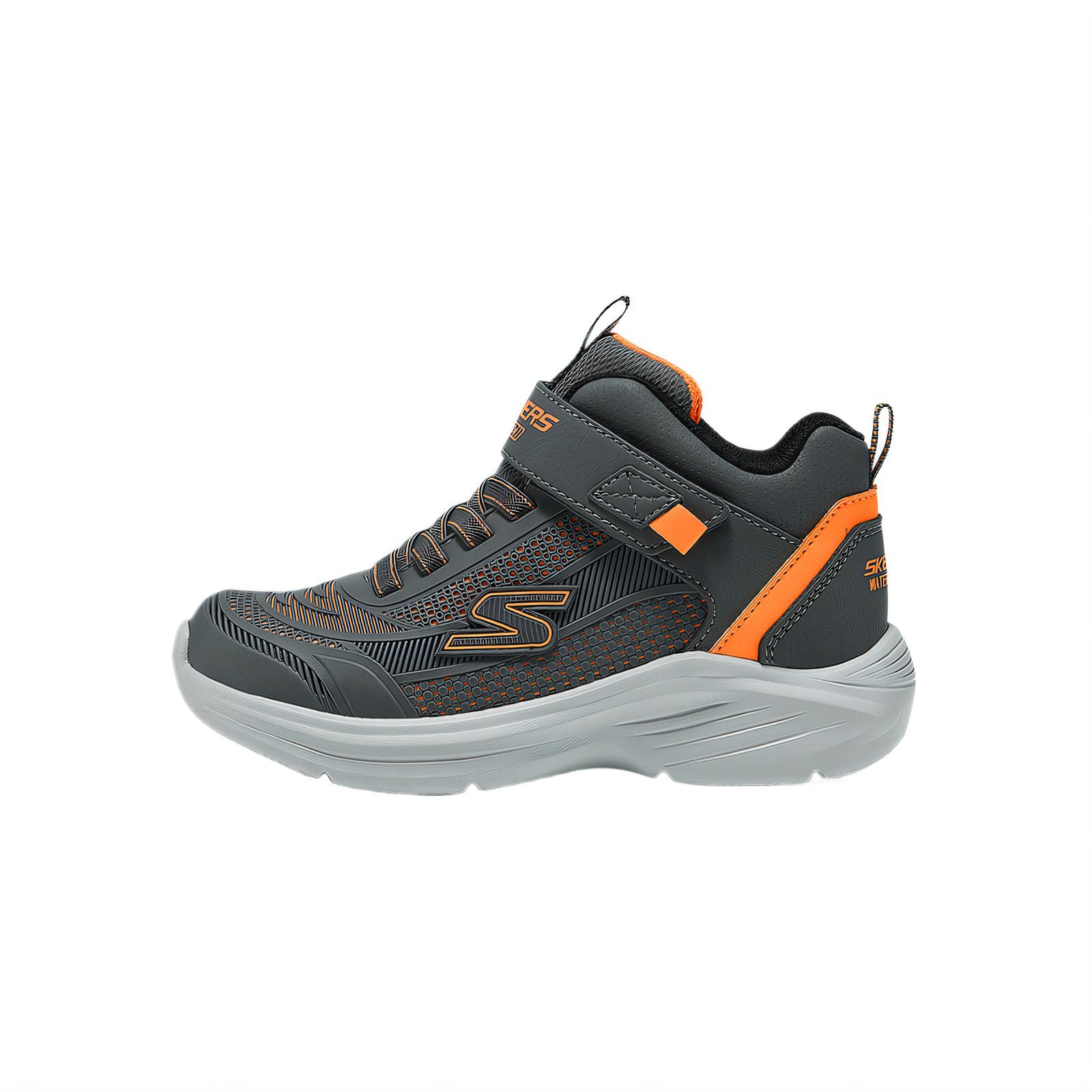 

Skechers Kids Детские кроссовки для мальчиков с мягкой подошвой, нескользящие, износостойкие, средней высоты, темно-серые, оранжевые
