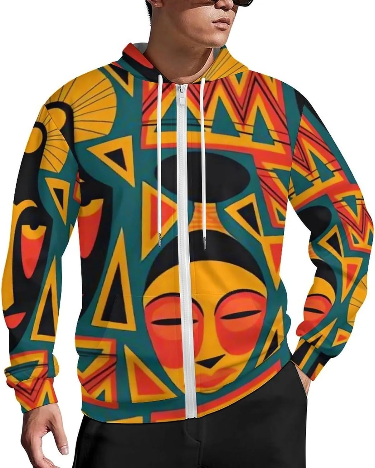 Толстовка с капюшоном African Tribal, мужская, на молнии, оверсайз