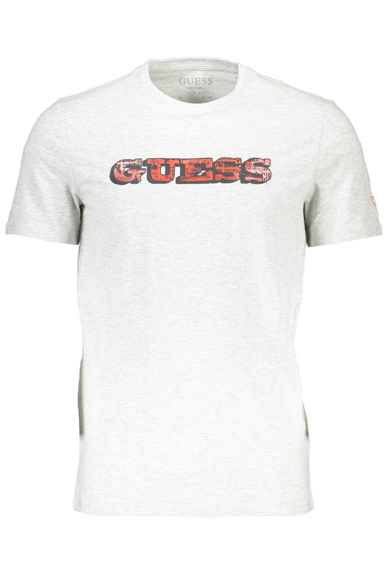 

Мужская футболка Guess Jeans хлопковая с контрастным логотипом, серый