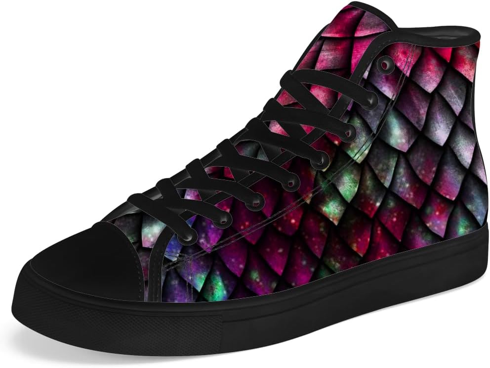 

Высокие кеды с драконьей чешуей для мужчин и женщин, высокие кроссовки с драконьей темой, шнуровка, повседневная обувь, подарок для парня или девушки Chebing, 621 Multicolor