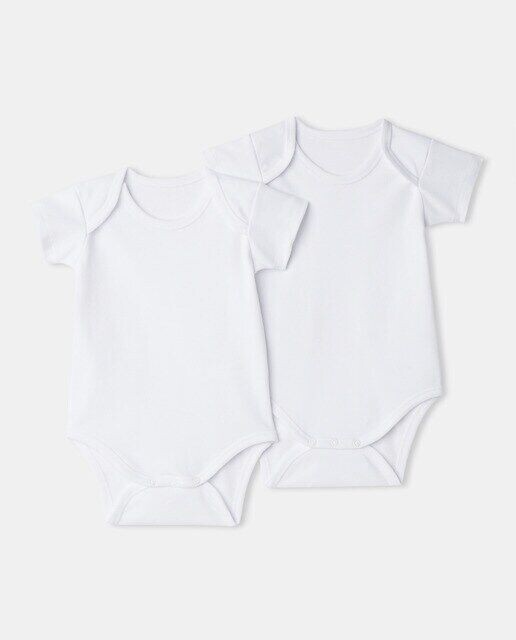 

В упаковке 2 детских боди с короткими рукавами Cotton Juice, белый