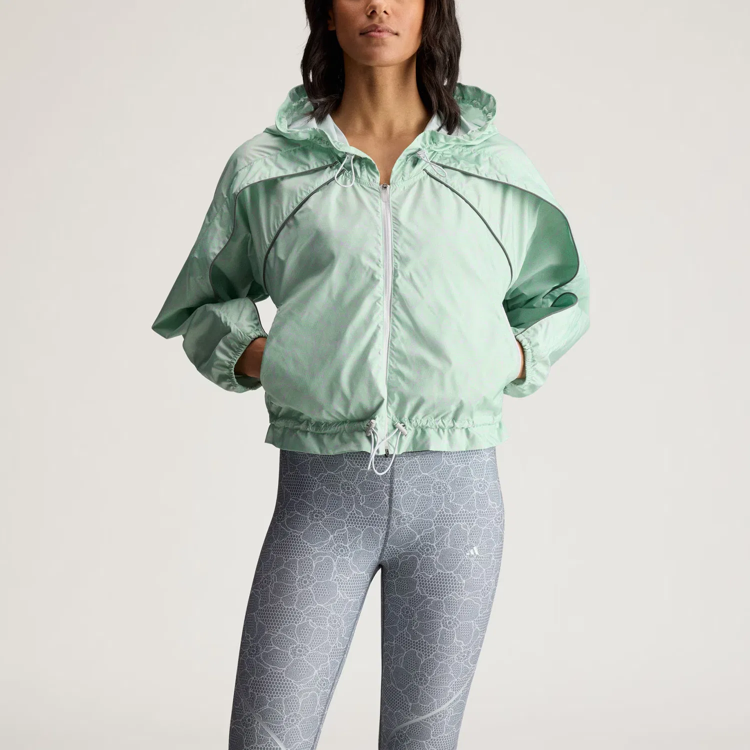 Куртка беговая Stella McCartney RUNNING PRINT JACKET Running Coat женская Adidas, Honor Mint Green — фото 4