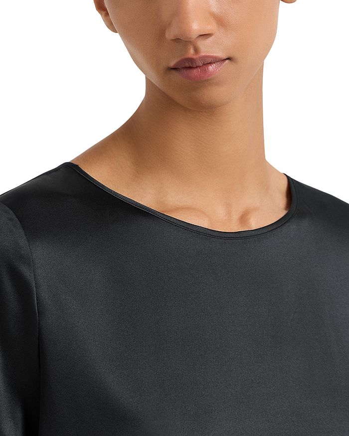 Блузка из шелкового атласа с коротким рукавом Emporio Armani, черный — фото 3