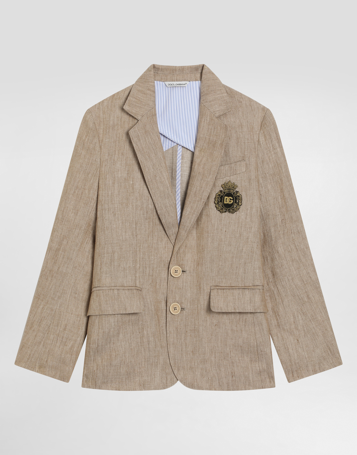 

Однобортный жакет из саржи с нашивкой Dolce&Gabbana, бежевый