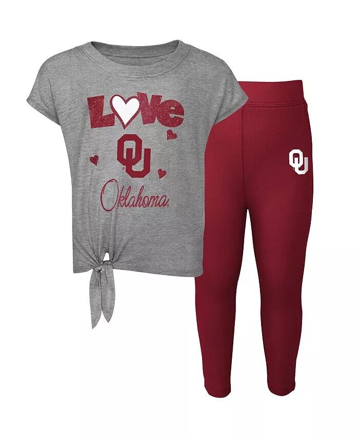 

Футболка и леггинсы Oklahoma Sooners Forever Love для девочек дошкольного возраста, серо-малинового цвета Outerstuff