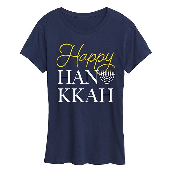 

Женская футболка с принтом Happy Hanukkah Licensed Character, Navy