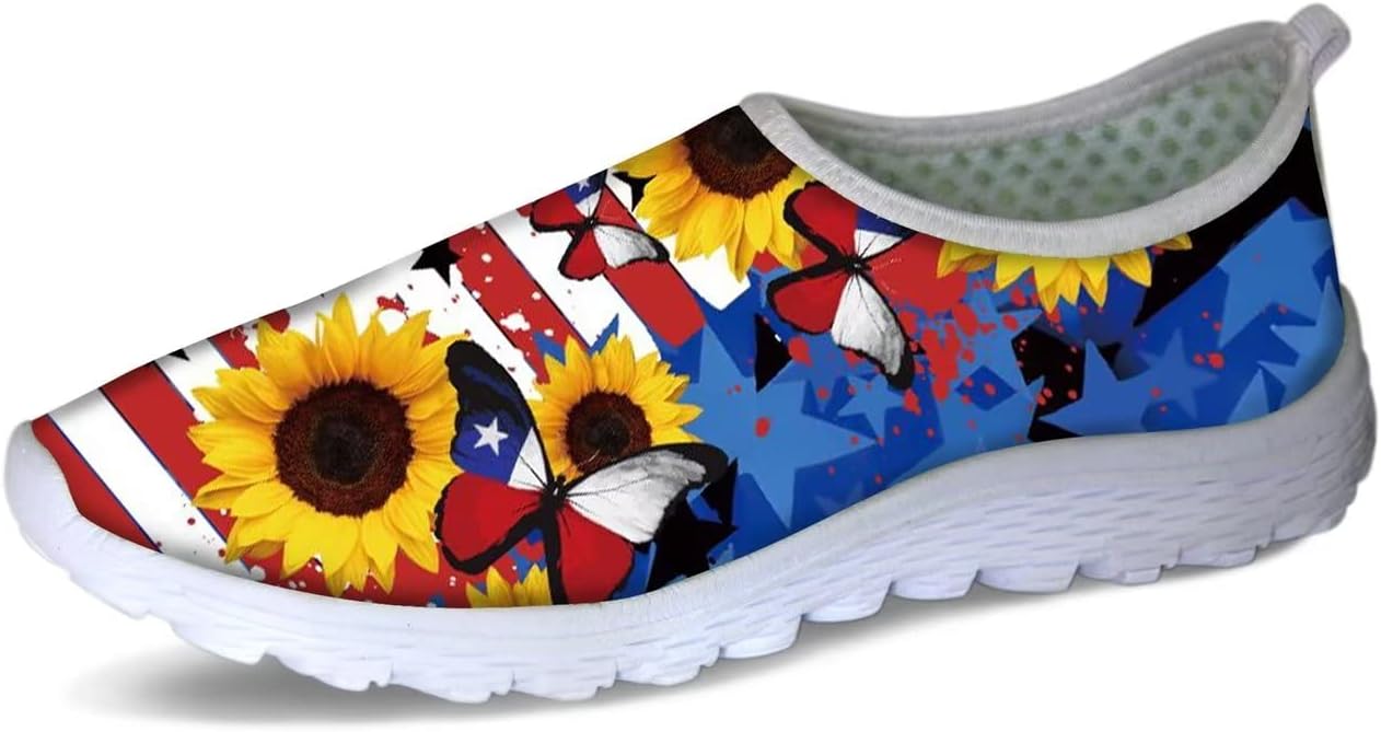 

Кроссовки женские Forchrinse с принтом «корова», обувь без шнурков, милые повседневные кроссовки для ходьбы и бега, легкие, American Flag Sunflower Butterfly