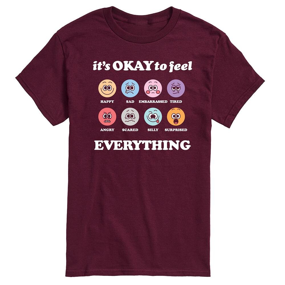 

Мужская футболка с рисунком It's OK's Feel Everything Licensed Character, цвет Maroon