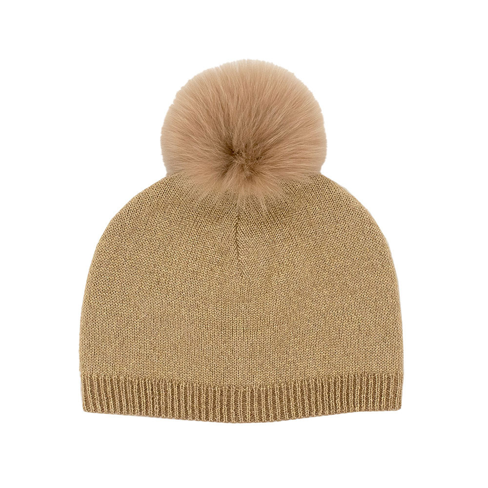 

Вязаная шапка Peter Glenn с помпоном из люрекса и лисьего меха (женская), Gold/Lurex/Fox Fur