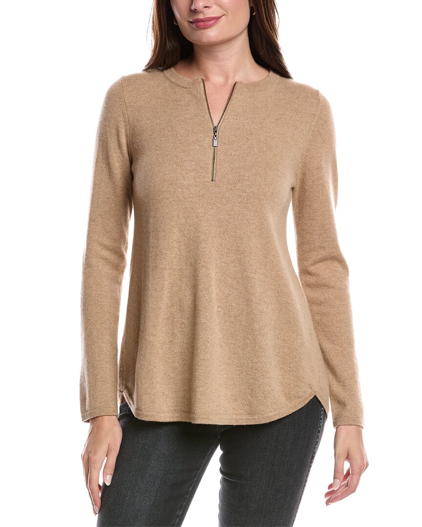 

Форте Кашемир Свитер с Застежкой на Четверть и Складками на Спине Forte Cashmere, коричневый