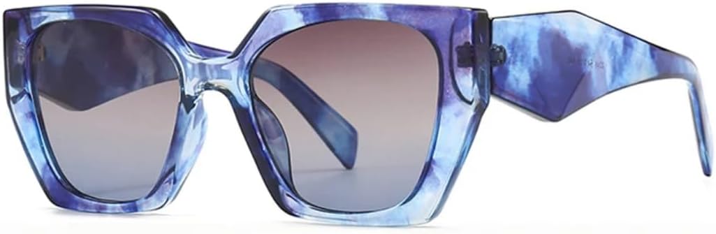 

Ретро-солнцезащитные очки «кошачий глаз» с многоугольными линзами, разноцветные, модные для женщин, с прозрачным градиентом, защита от УФ-излучения UV400, для мужчин UUPTTPL, Blue Tea Blue