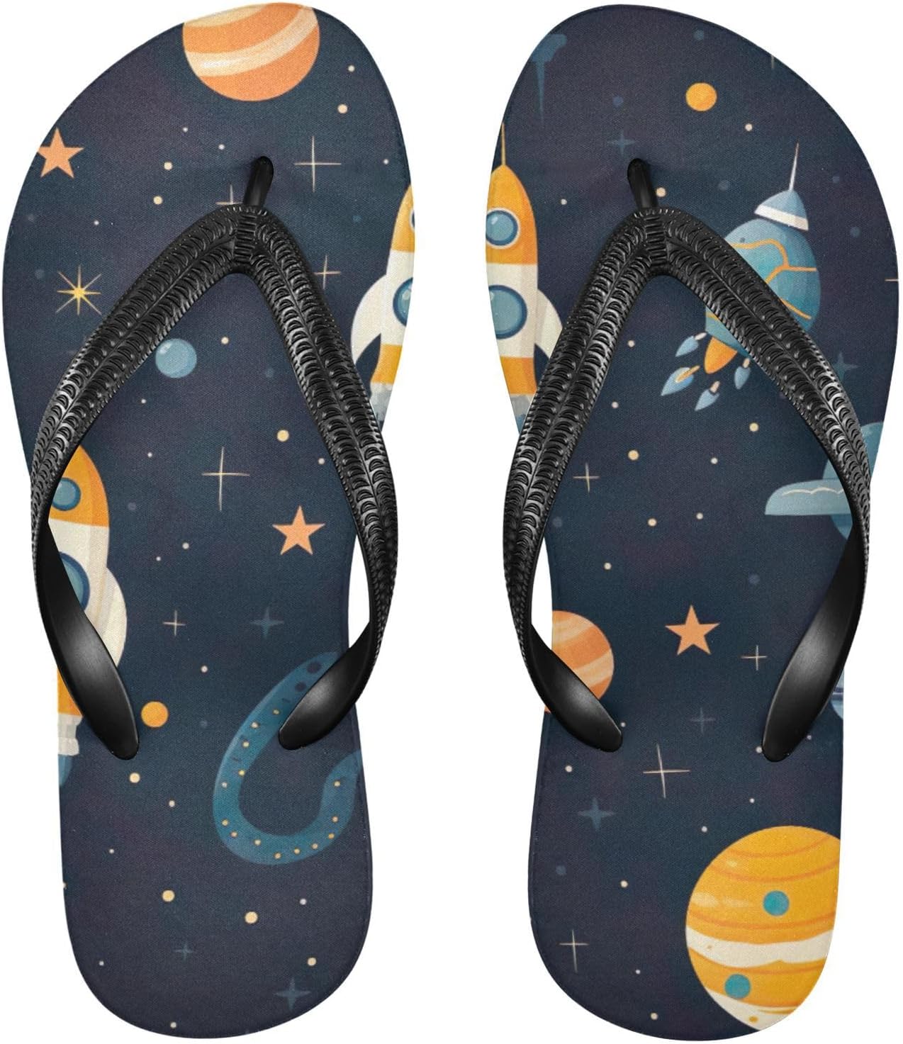 

Женские и мужские летние повседневные сандалии Space Planet Rocket Flip Flop для пляжа и душа Kfbe