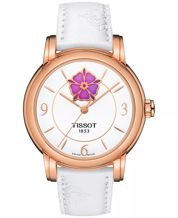 

Женские швейцарские автоматические часы Lady Heart Powermatic 80 с белым ремешком, 35 мм Tissot