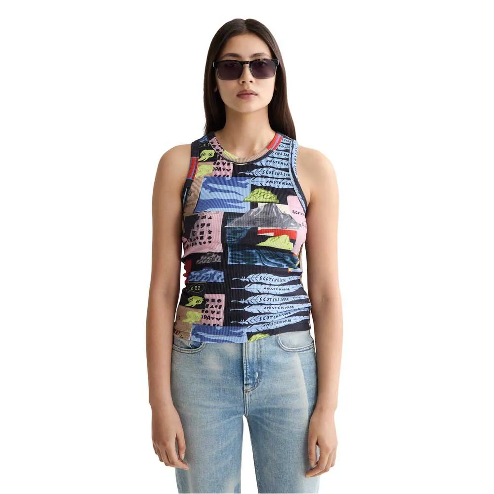 

Футболка без рукавов Scotch & Soda All Over Printed Rib, разноцветный